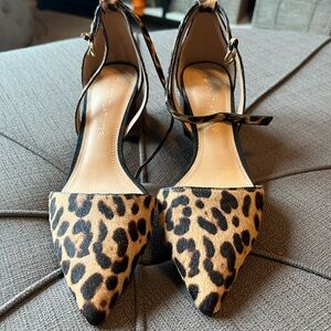 Gibson Latimer Leopard Print Heels with Ankle Strap